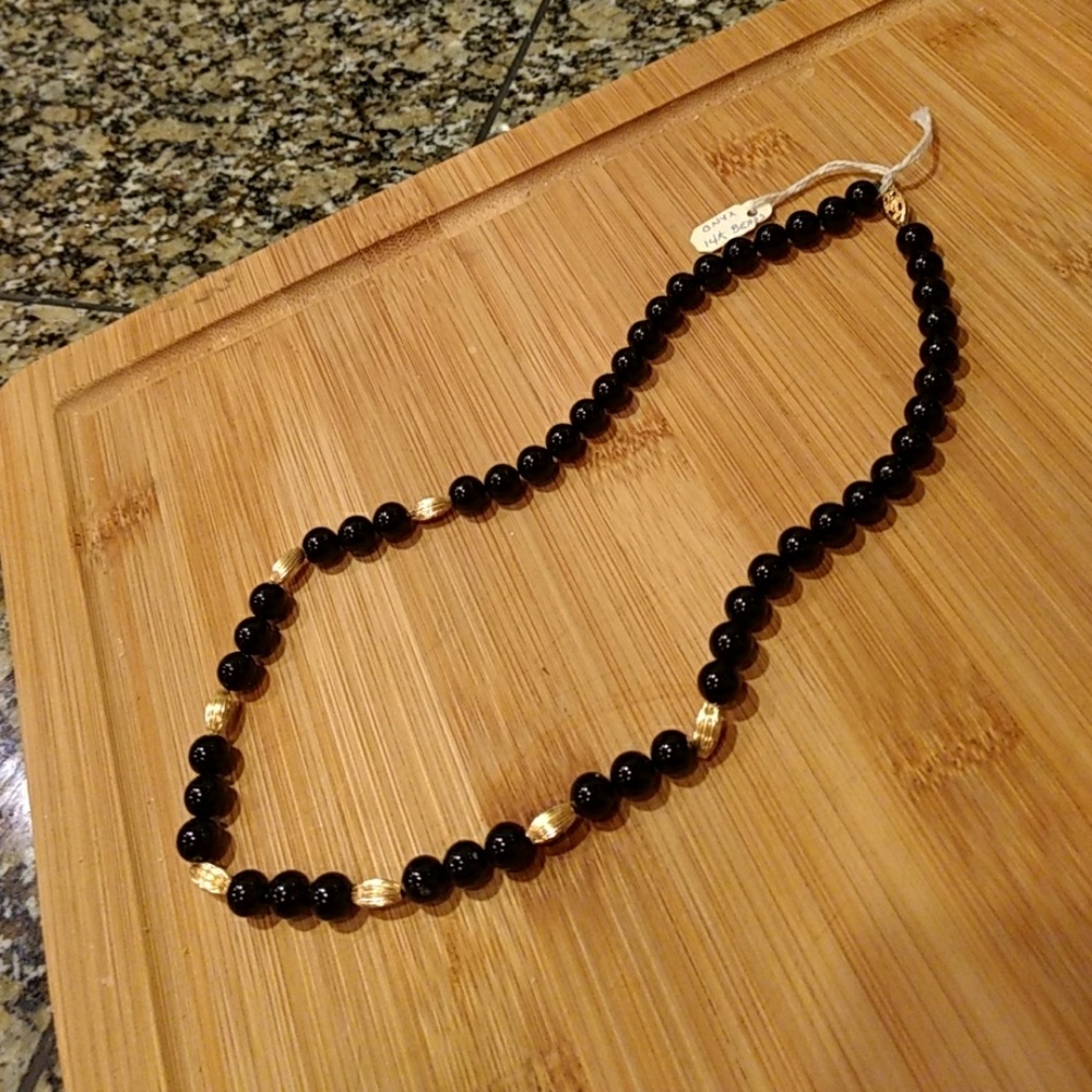 COPY - Onyx & 14k beaded necklace.